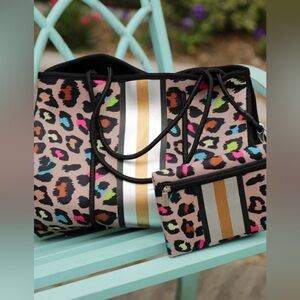 Splash of Color Neoprene Tote Bags with Clutch